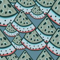 Hand drawn watermelon slices seamless pattern. Funny fruit backdrop. vector