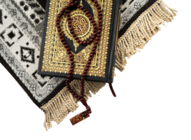 Holy Quran and prayer beads on it png