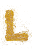 letter L in glitter of gold particle isolated png