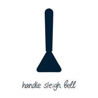 Hand drawn toy musical instruments for kids. Flat vector handle bell silhouette illustration