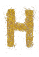 letter H in glitter of gold particle isolated png