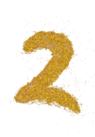 letter 2 in glitter of gold particle isolated png