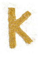 letter K in glitter of gold particle isolated png