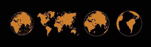 Collection of world globe and map isolated vector