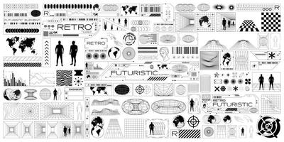 big bundle of retro futuristic design element vector