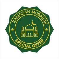 Ramadan Kareem Special Offer, Sale, Discount Badge, Label, Sticker, Button Vector Illustration Design