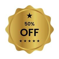 50 percent off label, seal, sticker, stamp, tag vector icon for shopping discount promotion