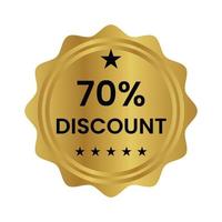 70 percent discount label, seal, sticker, stamp, tag vector icon for shopping discount promotion