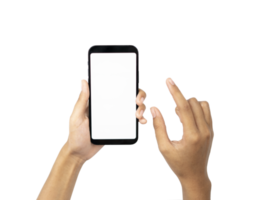 hand, die smartphone mit leerem bildschirm hält png