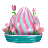 mignonne Pâques Oeuf avec fleurs dans une panier png