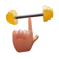 Hand with Barbell 3D Icon png