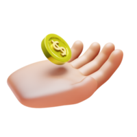 Hand With Coin 3D Icon png