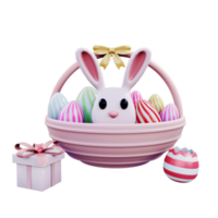 Easter egg basket with bunny png