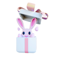 open gift box with bunny png