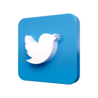 Twitter logo isolated with transparent background, cut out icon floating in 3D rendering. Twitter is a popular social networking web and app service png