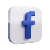 Facebook logo isolato con trasparente sfondo, tagliare su icona galleggiante nel 3d resa. Facebook è un' popolare sociale networking ragnatela e App servizio png