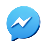 Messenger logo isolated with transparent background, cut out icon floating in 3D rendering. Messenger is a popular social networking web and app service png