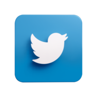 Twitter logo isolated with transparent background, cut out icon floating in 3D rendering. Twitter is a popular social networking web and app service png