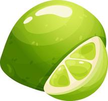 Juicy cartoon lime with slice on transparent background vector