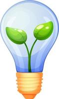 Environmentally friendly use, green use of energy, light bulb with plant inside vector