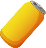 Yellow tin can, metal drink can on transparent background vector