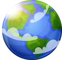 Planet Earth with clouds on transparent background. Earth in cartoon style. Planet for Earth Day vector