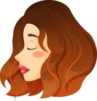 Pretty woman, brunette with brown hair cut, girl with short haircut in cartoon style vector