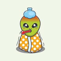 Cute alien sick cartoon vector illustration.