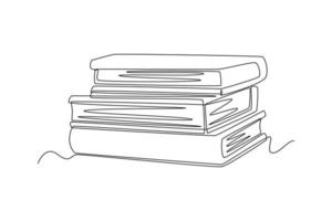 Single one line drawing Stack of books.  World book day concept. Continuous line draw design graphic vector illustration.