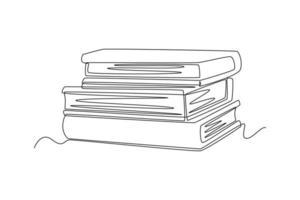 Single one line drawing Stack of books.  World book day concept. Continuous line draw design graphic vector illustration.