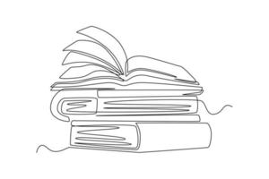 Single one line drawing Stack of books.  World book day concept. Continuous line draw design graphic vector illustration.