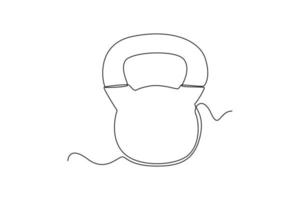 Continuous one line drawing kettlebell. Fitness equipment concept. Single line draw design vector graphic illustration.