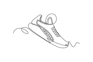 Continuous one line drawing sport shoes. Fitness equipment concept. Single line draw design vector graphic illustration.