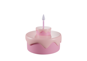 mignonne dessin animé gâteau 3d sucré nourriture pour le anniversaire isolé sur blanc Contexte. 3d gâteau rendre illustration élément png