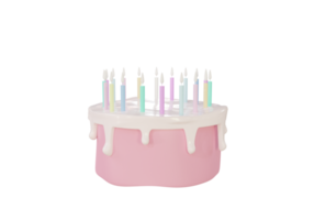 png 3d desenho animado bolo para uma aniversário dia dos namorados dia. 3d render png