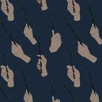 Seamless pattern with hand wields a magic wand vector