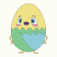 Cute character little chicken Easter egg. Easter. Vector illustration.