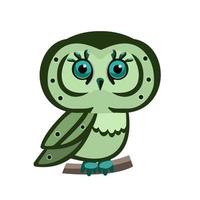 Owl icon. Cartoon illustration of owl vector icon for web design.The owlet sits on a branch. Vector owl. Flat vector illustration isolated on white background.