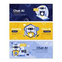 Chat Artificial Intelligence Technology Banner Set vector