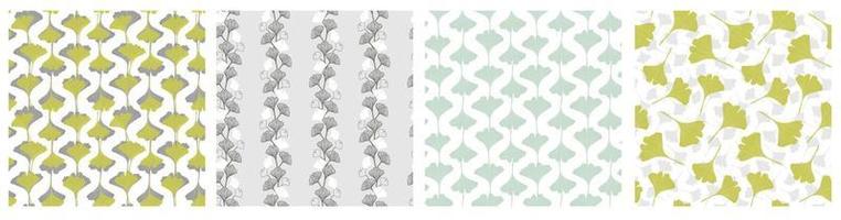 Gingo leaves seamless pattern set vector