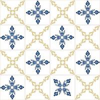 Azulejos blue and yellow seamless pattern vector