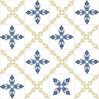 Azulejos blue and yellow seamless pattern vector