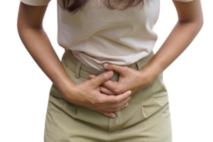 Asian woman having stomachache, menstrual pain png