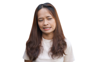 Asian woman making a stressed face png