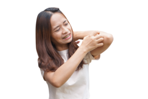 Asian woman having an itchy arm png