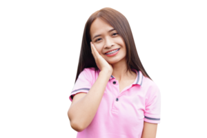 asiático mujer sonriente felizmente adentro png