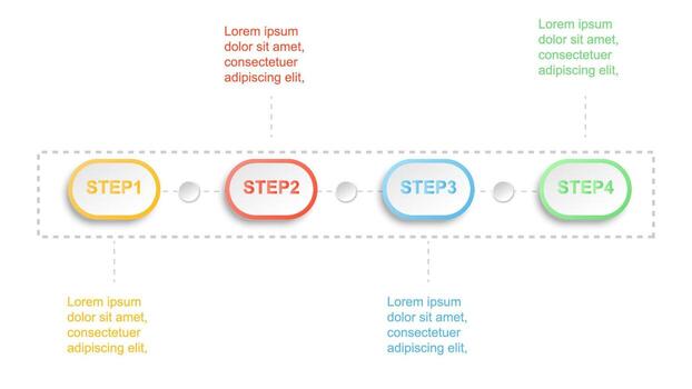 infografía modelo con cuatro pasos espectáculo negocio proceso o cronograma información presentación vector