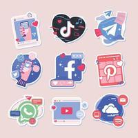 Online Tech Social Media Sticker Set vector