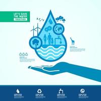 Save water together vector illustration.