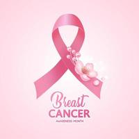 Pink ribbon of breast cancer awareness vector illustration.